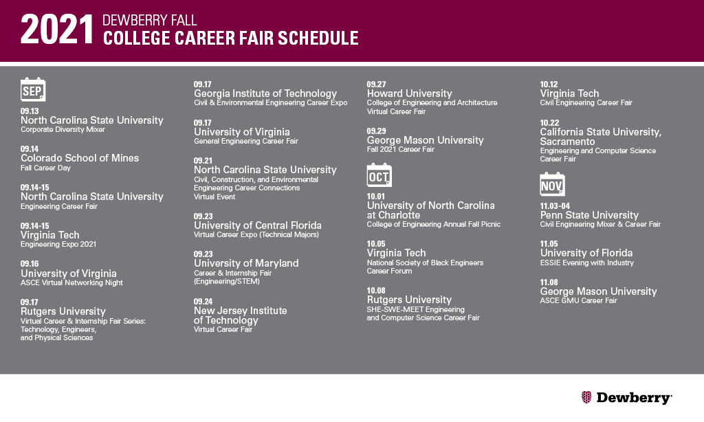 2021 Fall Career Fair Schedule