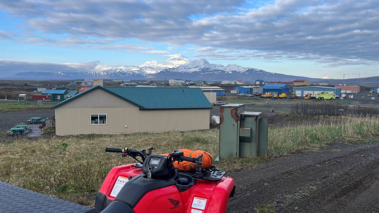 View of Cold Bay and my ATV during the trip.