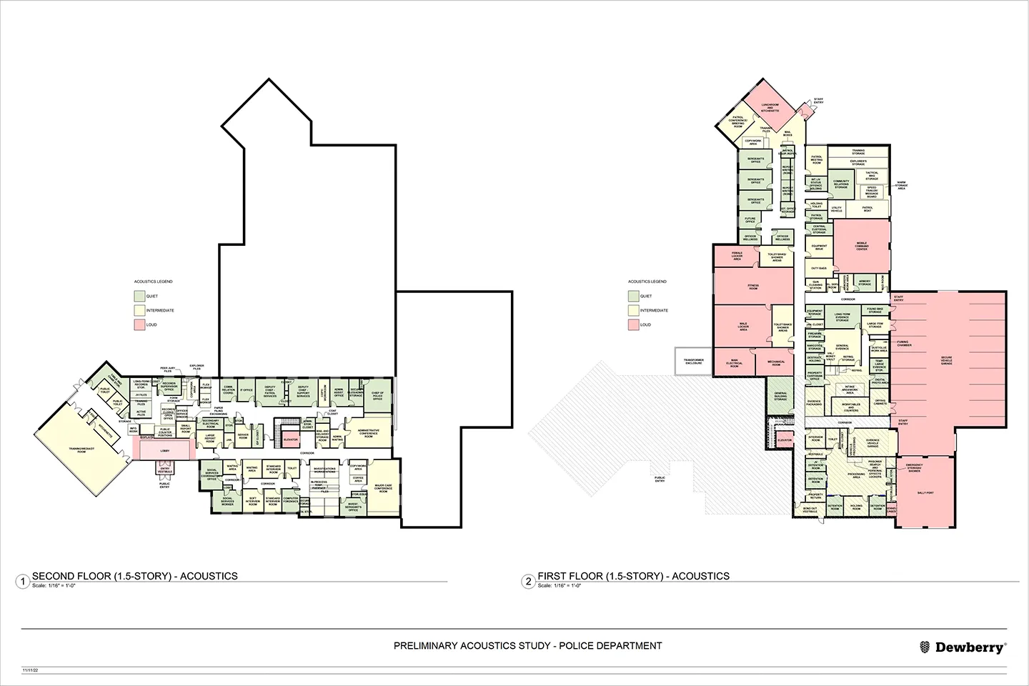 An example of a preliminary acoustics study for a police department.