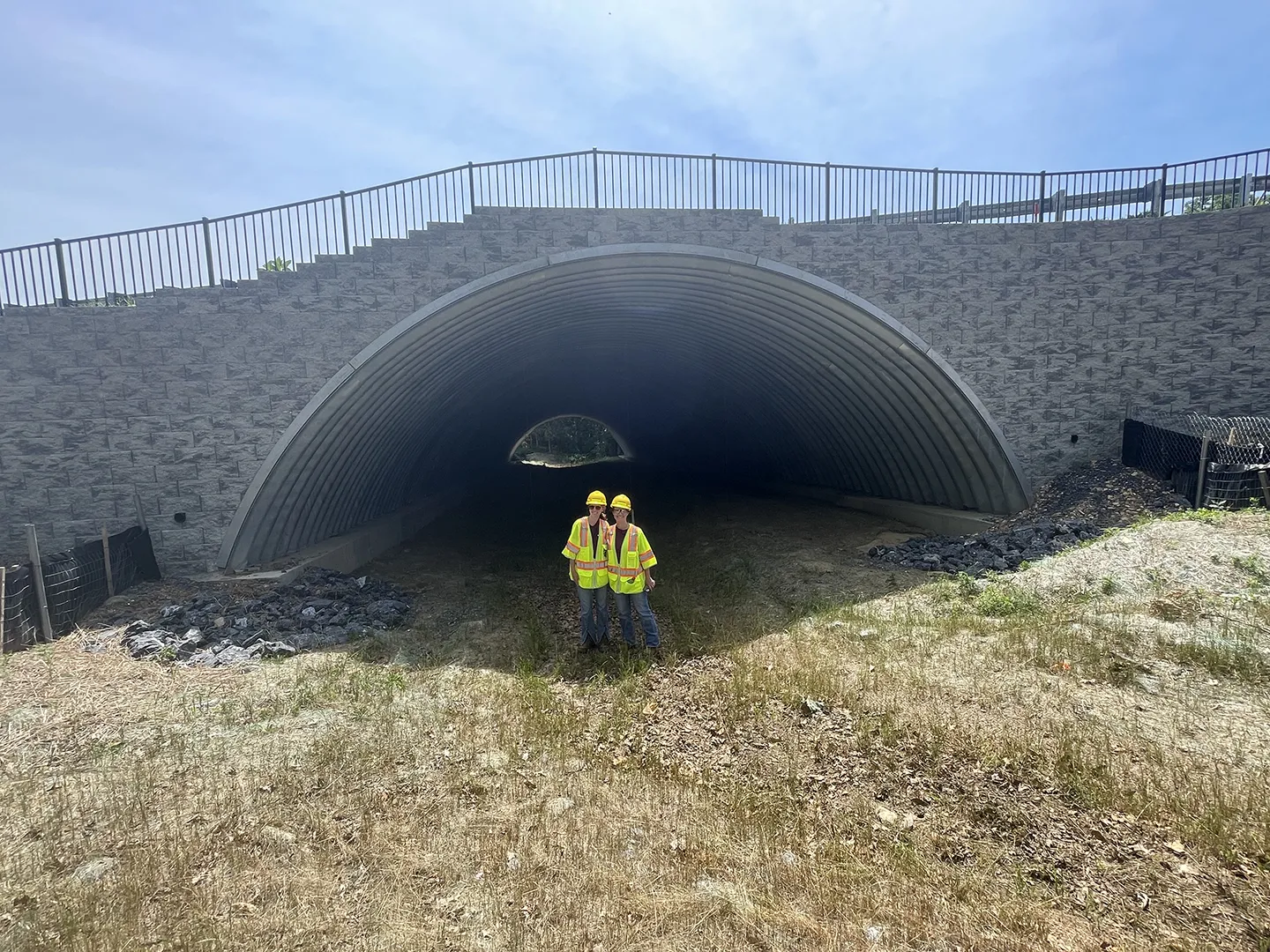 Interns Rachel Esslinger and Morgan Douglass stop for a picture on a site visit to the Retreat at Winding Creek in Frederick County, Virginia.