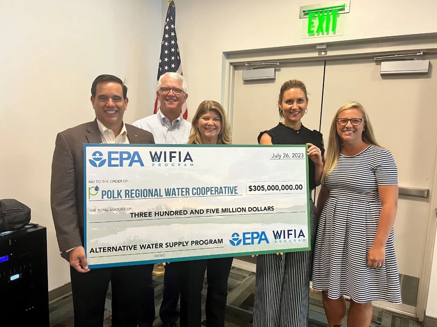 Our team joined the PRWC’s celebration of closing on the WIFIA loan. Left to right: Robert Beltran, Frank Bernardino (Anfield Consulting), Katie Gierok (Wright-Pierce), Mary Thomas (Carollo), Kristen Labbe (CLA).