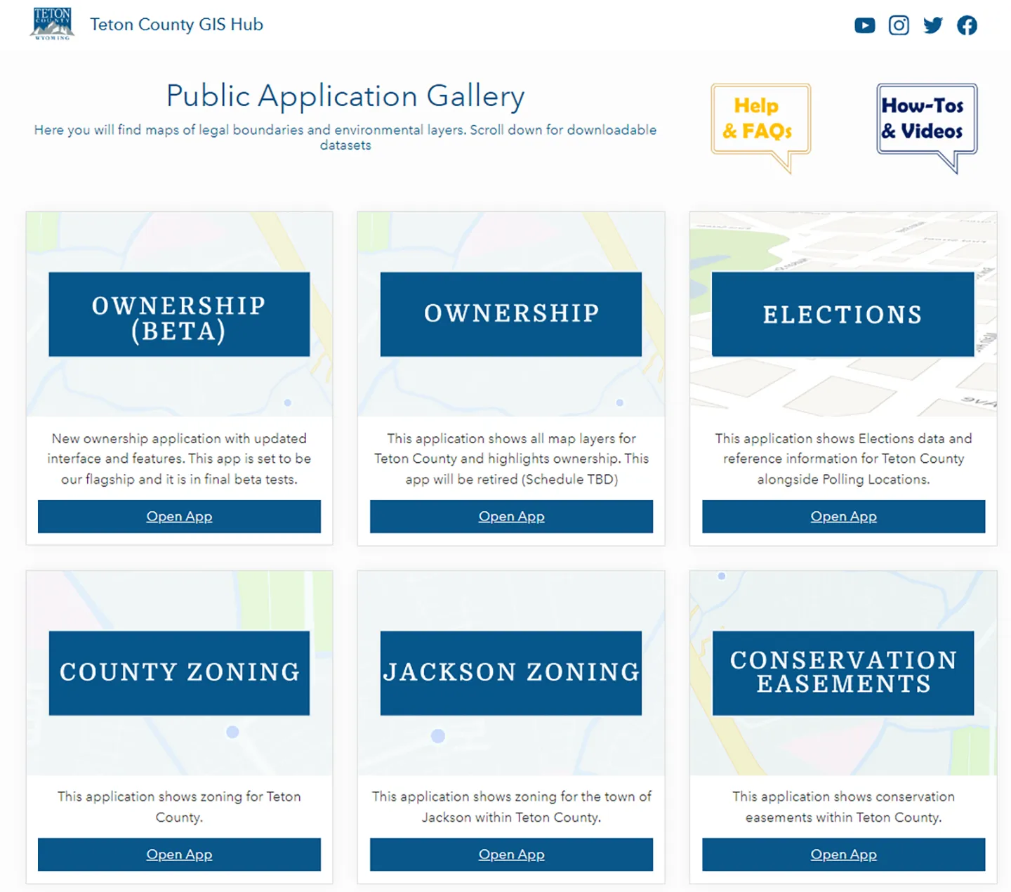 The Public Application Gallery consolidates maps of legal boundaries and environmental layers.