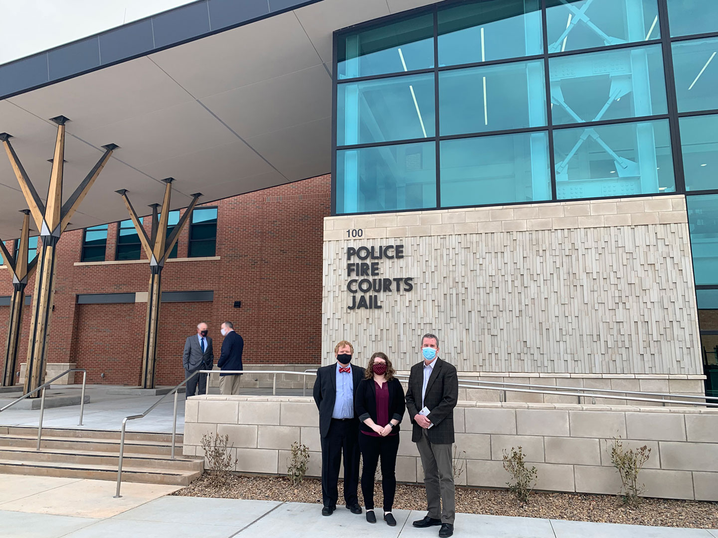 Dewberry team members Bruce Henley, Katie Vondrasek, and Jim Healy attended the ribbon-cutting ceremony.