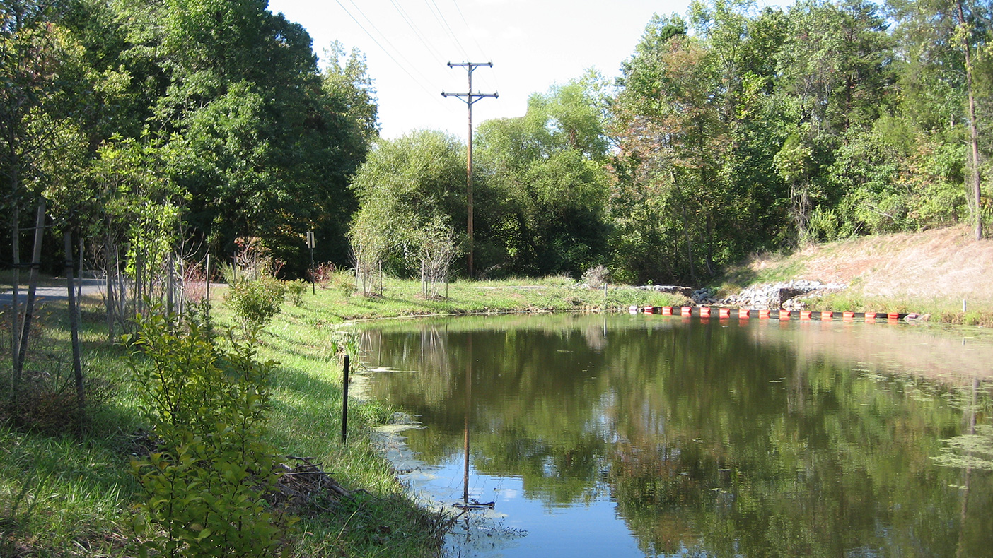 New sediment forebay at Winters Branch facilitates trash and debris removal. Several stormwater facilities have been constructed providing both flood control and water quality treatment.