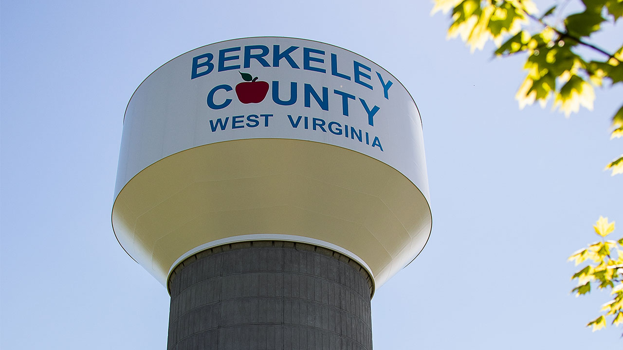 Designed by Dewberry, this new two-million gallon, elevated storage tank serves Berkeley Water’s rapidly growing airport zone. Photo courtesy of Dewberry.