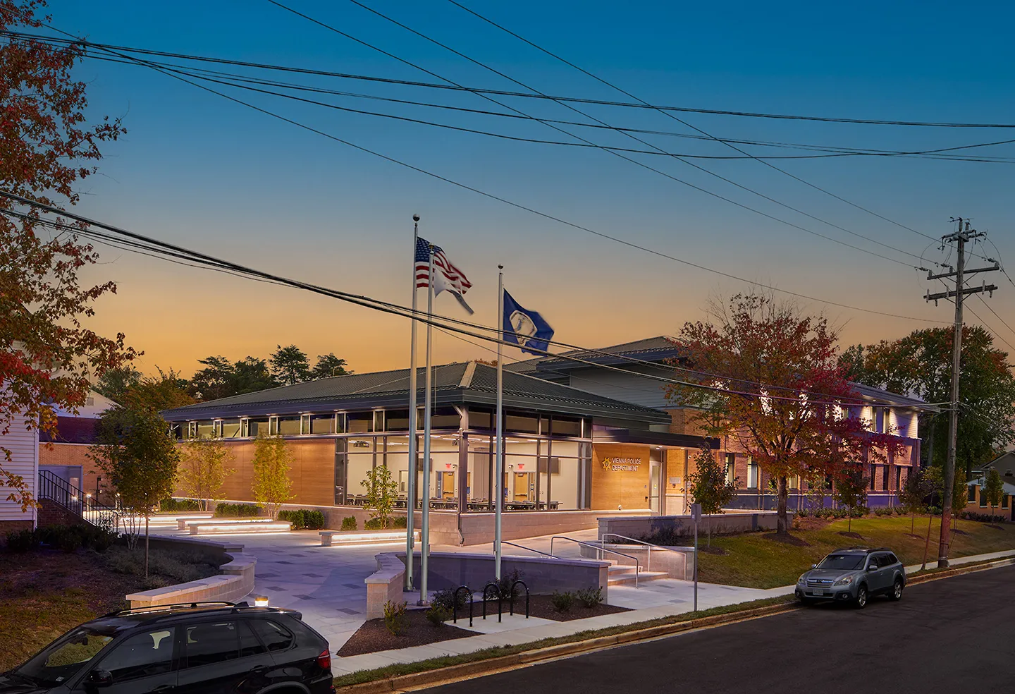 Site design included CPTED principles, including site-walls, planters, and the natural topography which elevates the building and enhances security.